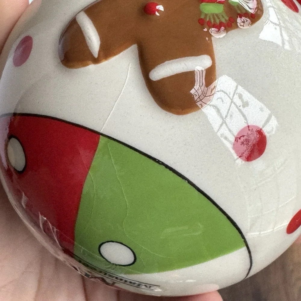 Gingerbread Man Ceramic Christmas Ornament Ball 4